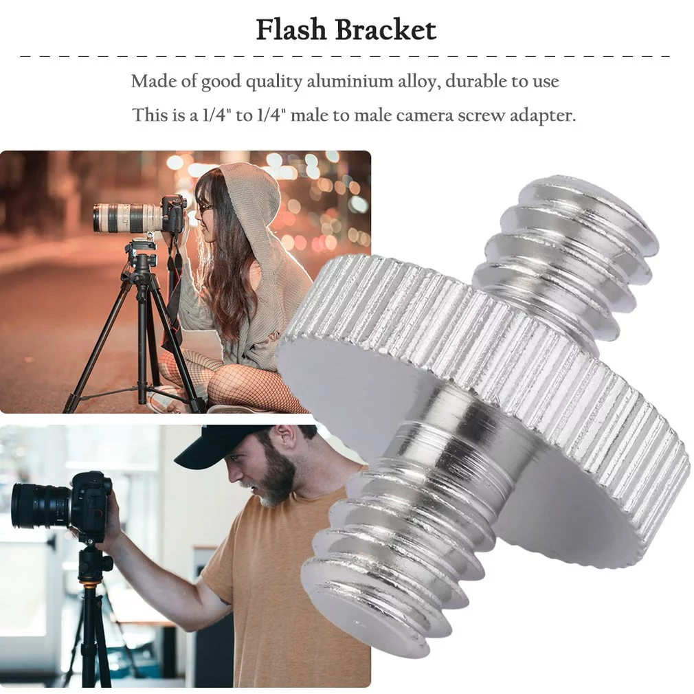 1/4" Male to 1/4" Male Camera Screw Adapter For Tripod Mount Holder