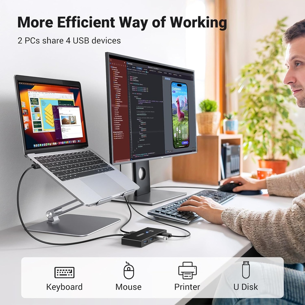 UGREEN 30768 - 2 In 4 Out USB 3.0 Sharing Switch Box