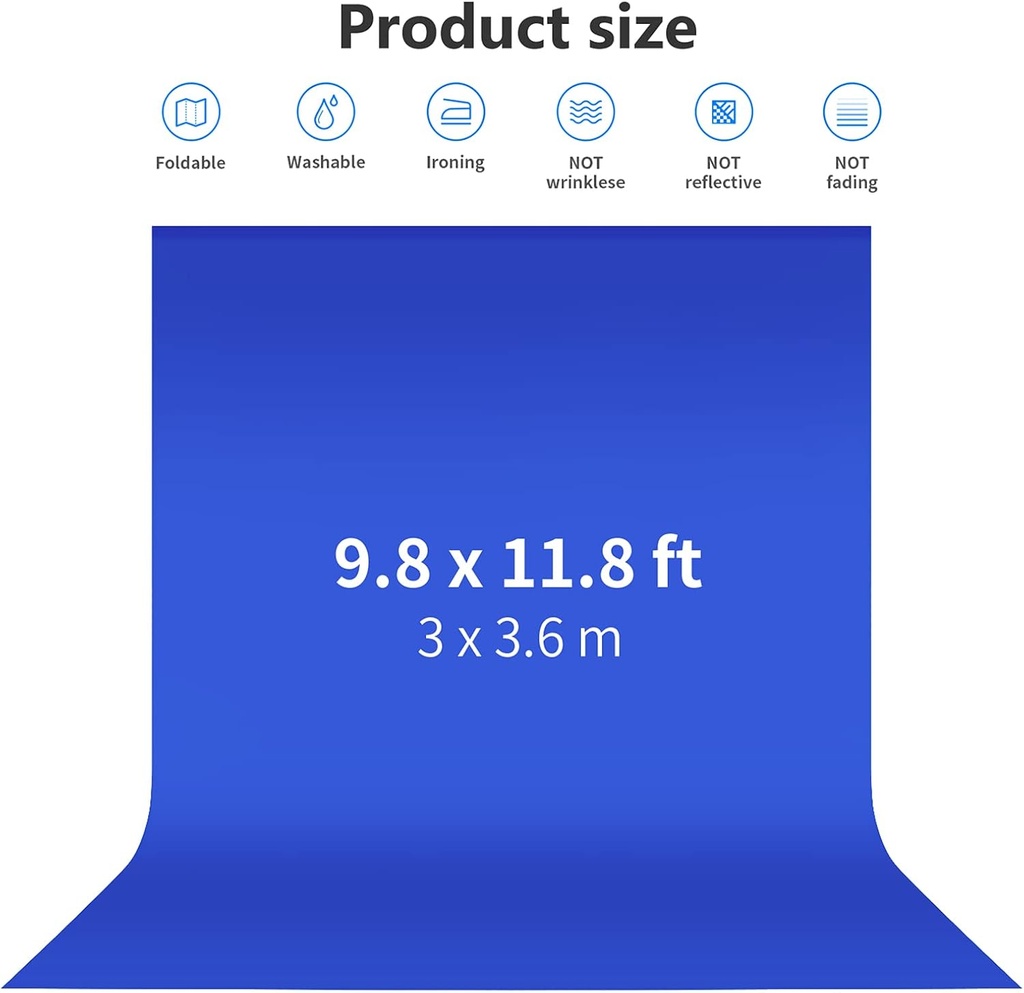 NEEWER 3 x 3.6M PRO Photo Studio premium polyester Collapsible Backdrop Blue