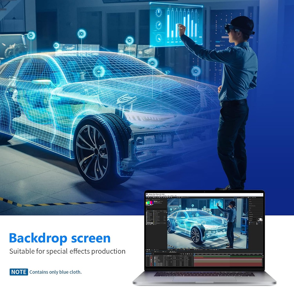 NEEWER 3 x 3.6M PRO Photo Studio premium polyester Collapsible Backdrop Blue