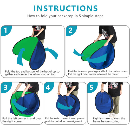 Neewer Collapsible Backdrop Double Sided Pop Out Twist 150x200cm  Blue / Green