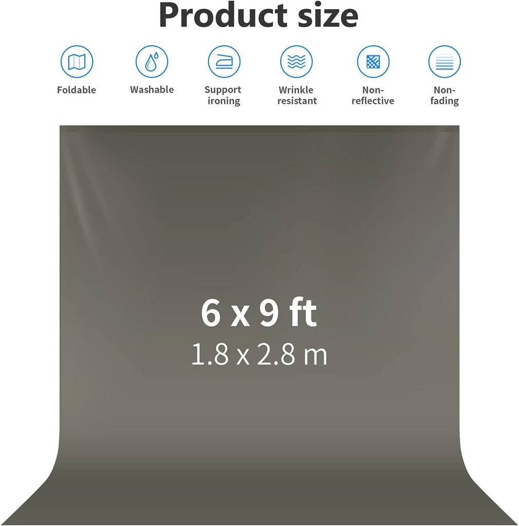 NEEWER 1.8x2.8m Photo Studio 100% Pure Polyester Collapsible Backdrop Grey