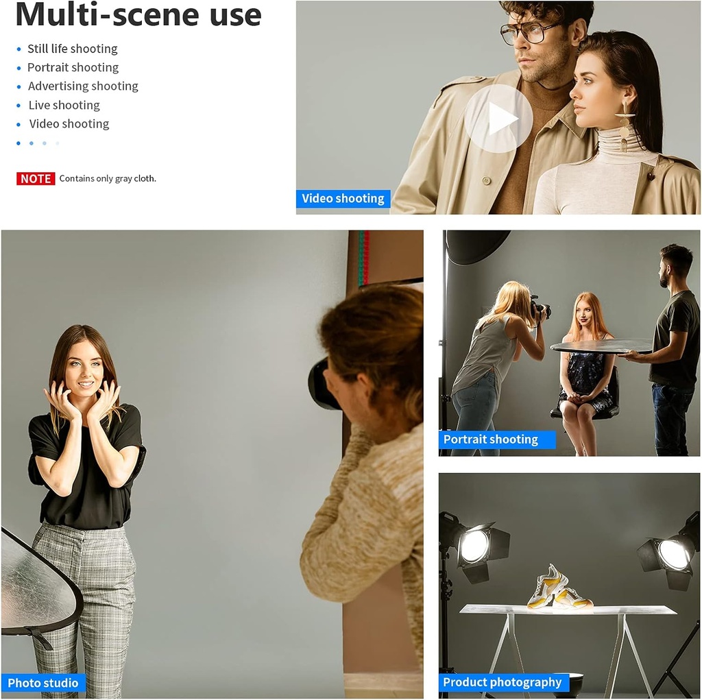 NEEWER 1.8x2.8m Photo Studio 100% Pure Polyester Collapsible Backdrop Grey