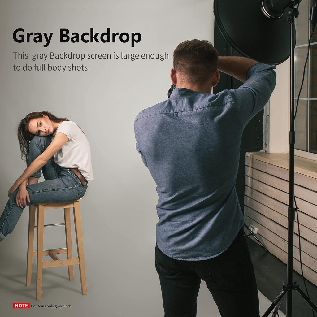 NEEWER 1.8x2.8m Photo Studio 100% Pure Polyester Collapsible Backdrop Grey