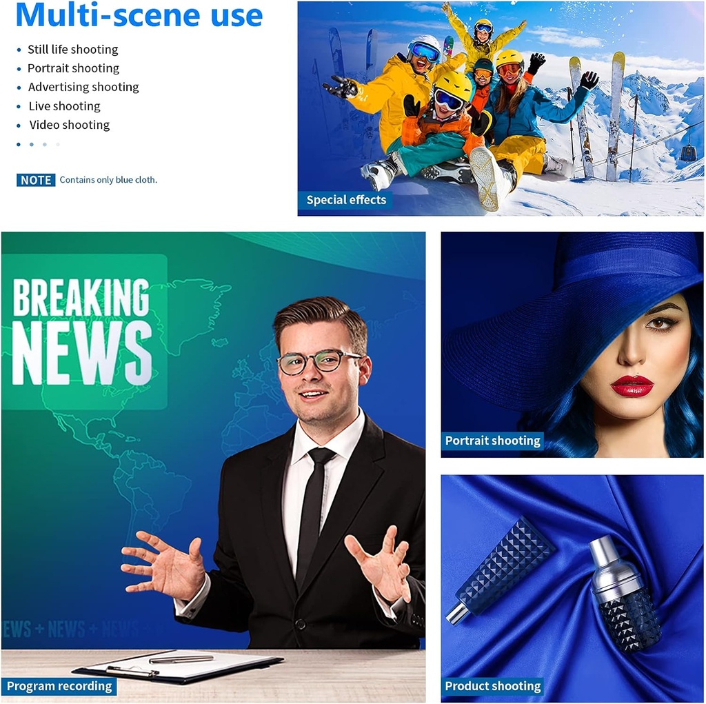 EEWER 6x9 feet/1.8x2.8m Photo Studio 100% Pure Polyester Collapsible Backdrop Blue 10084197