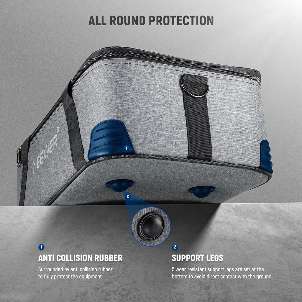 NEEWER Carrying Bag with Movable Foam Padded for Studio Light Durable Oxford Cloth Transit Bag Travel Case with Shoulder Strap & Handle, PB5 10102270