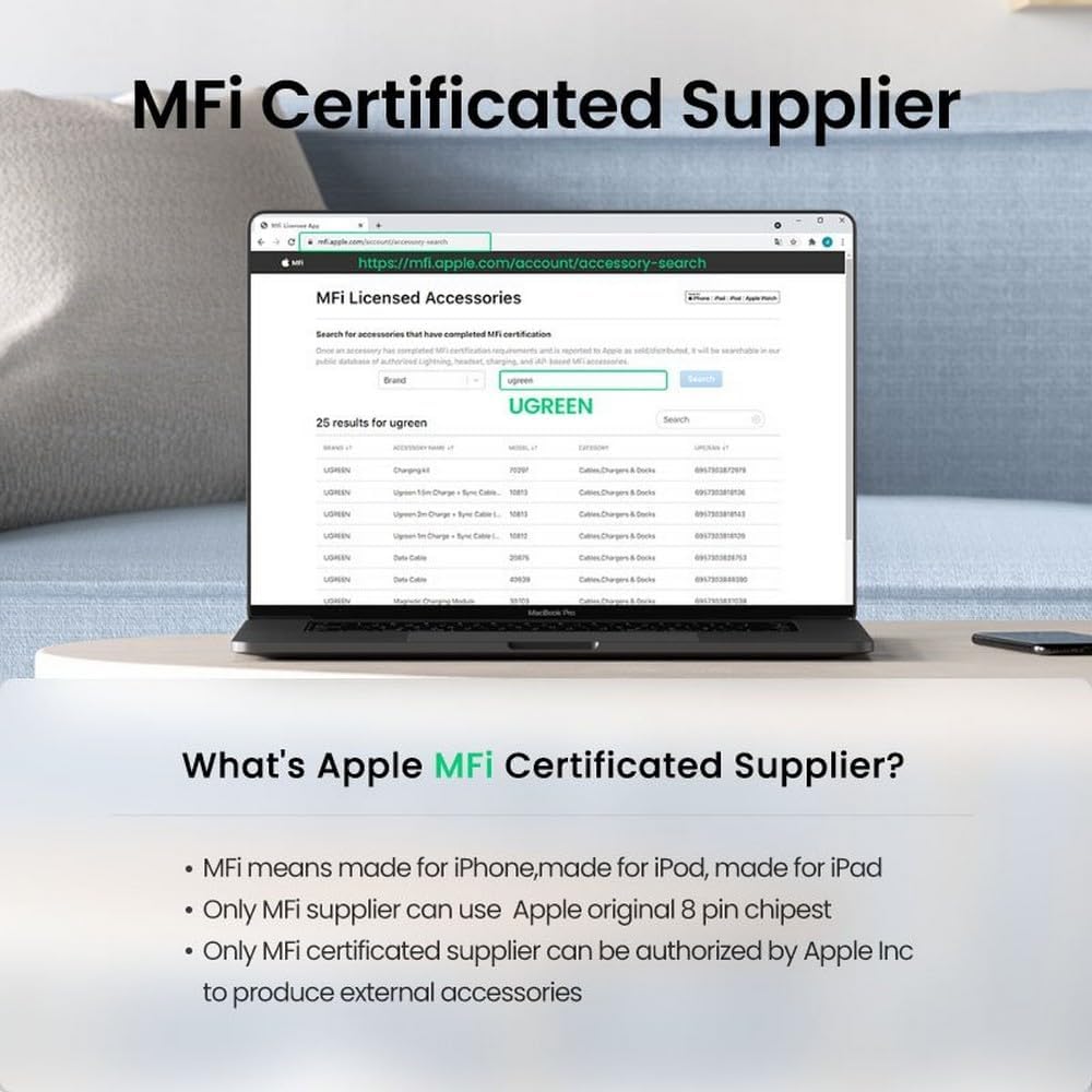 UGREEN US304-70525 USB-C to Lightning MFI Cable