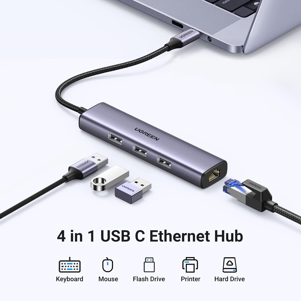 UGREEN 60600 - USB-C to Ethernet Adapter, 4 in 1 USB C Hub