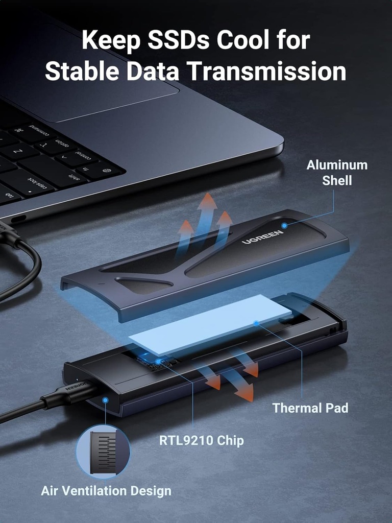 UGREEN 15512 - M.2 NVMe SSD Enclosure, Tool-Free NVMe Enclosure, 10Gbps