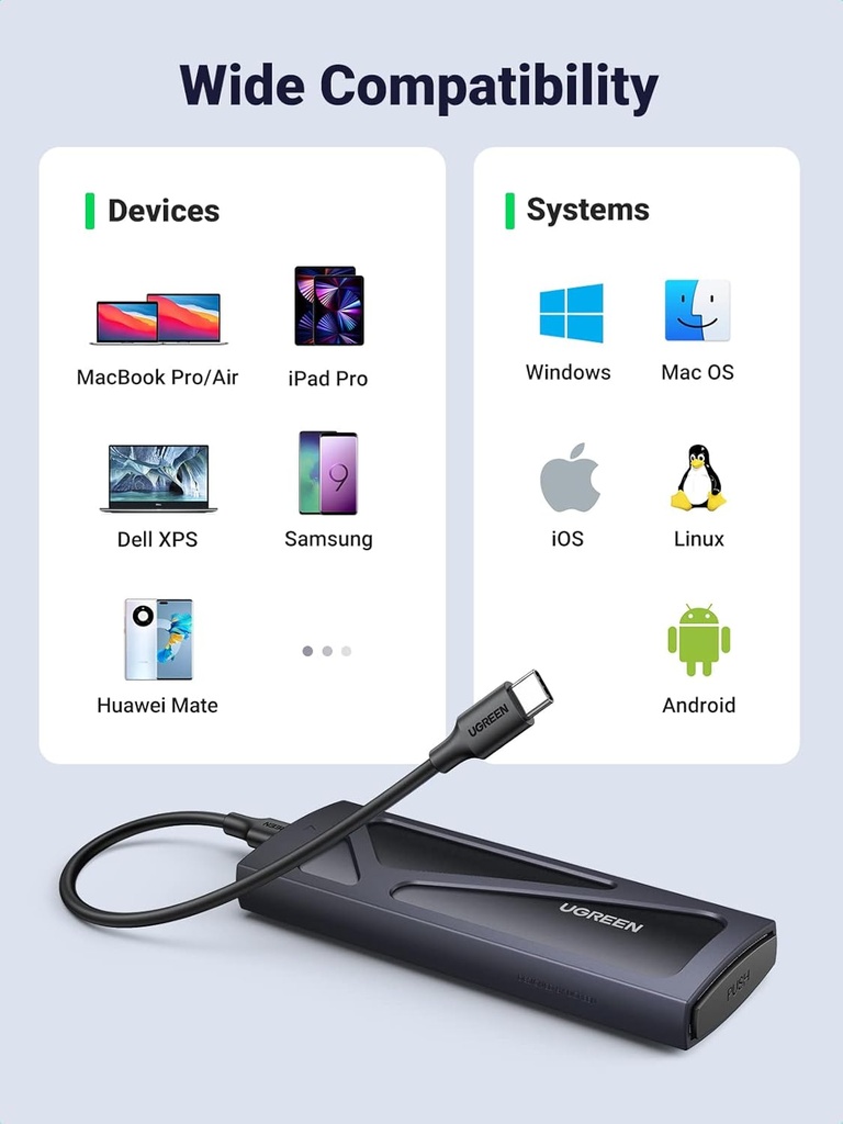 UGREEN 15512 - M.2 NVMe SSD Enclosure, Tool-Free NVMe Enclosure, 10Gbps