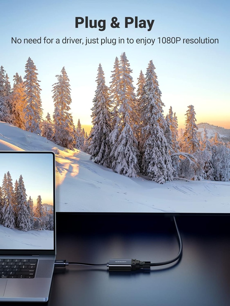 UGREEN 90813 - Active HDMI to VGA Adapter with 3.5mm Audio Jack HDMI Male to VGA Female up to 1080P