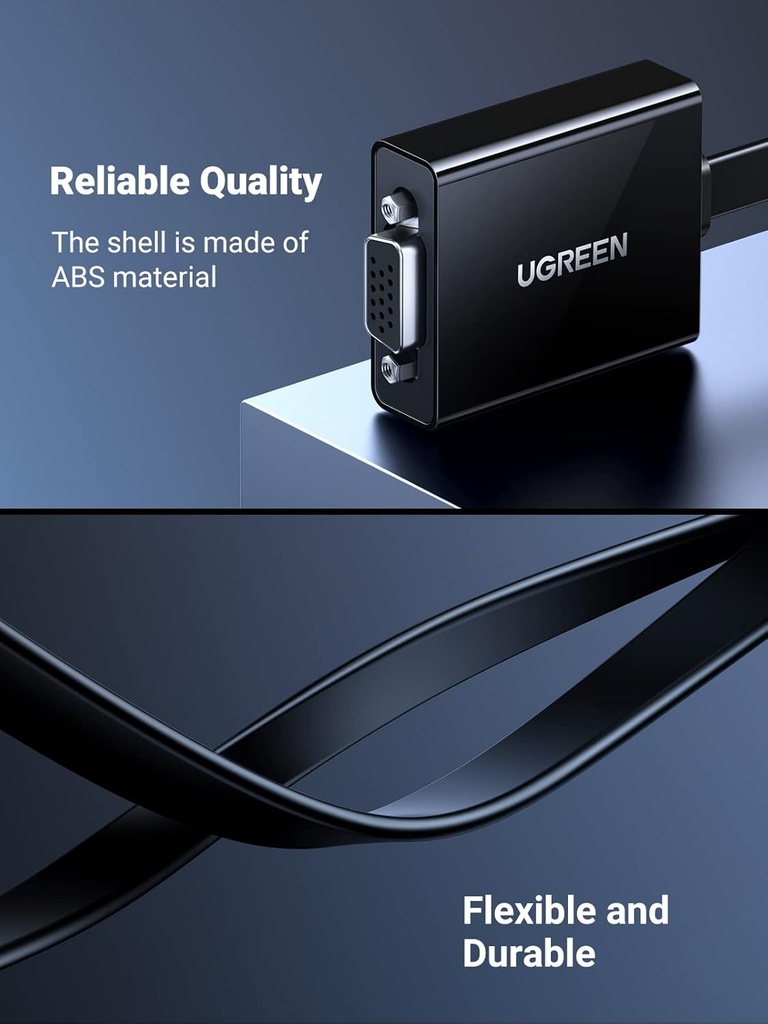 UGREEN 90813 - Active HDMI to VGA Adapter with 3.5mm Audio Jack HDMI Male to VGA Female up to 1080P