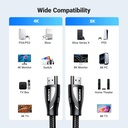 UGREEN 80401 - 8K HDMI Cable 2.1 , 48Gbps Ultra High Speed Braided HDMI Cord 8K@60Hz 4K@240Hz, HDR10, 1M
