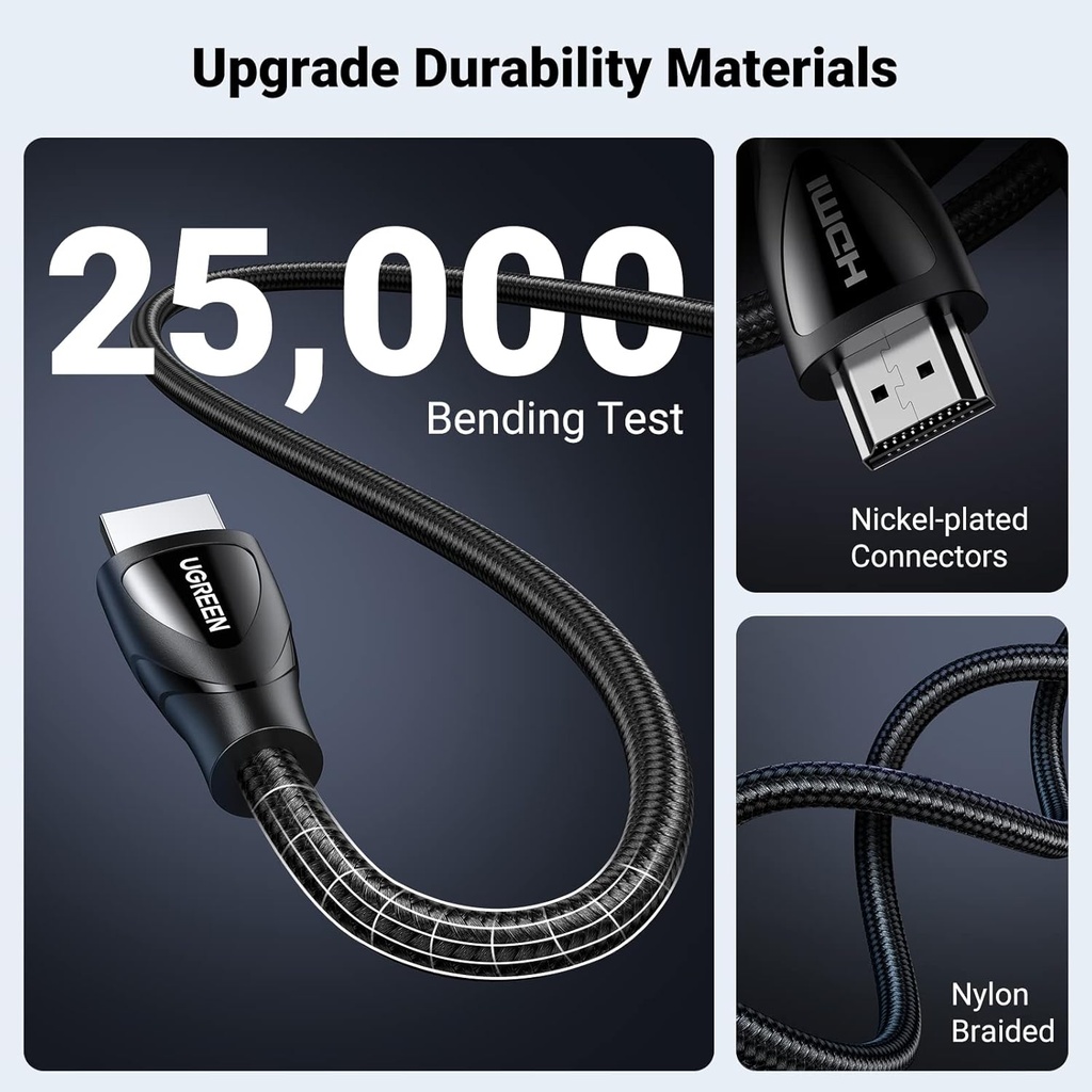 UGREEN 80405 - 8K HDMI Cable 2.1 , 48Gbps Ultra High Speed Braided HDMI Cord 8K@60Hz 4K@240Hz, HDR10, 5M