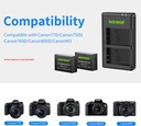 NEEWER 2-Pack LP-E17 Replacement Battery and Dual USB Charger for Canon