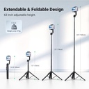 UGREEN 15062 - Mobile Tripod Stand Filming Selfie Stick Bluetooth Remote 63”/1.6m Tall Phone Holder Portable 360° Rotating Mount