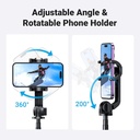 UGREEN 15062 - Mobile Tripod Stand Filming Selfie Stick Bluetooth Remote 63”/1.6m Tall Phone Holder Portable 360° Rotating Mount