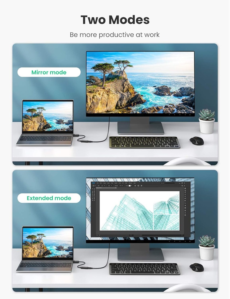 UGREEN 40362 - 4K@60Hz DP to HDMI Male to Female Converter