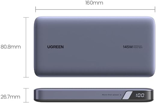 UGREEN 90597A - ower Bank 25,000mAh 145W Laptop Portable Charger, Nexode 3-Port USB C PD Battery Pack