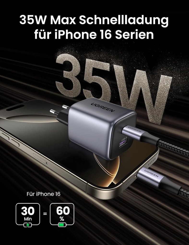 UGREEN 15539 - UGREEN Nexode 35W USB-C GaN Fast Charger