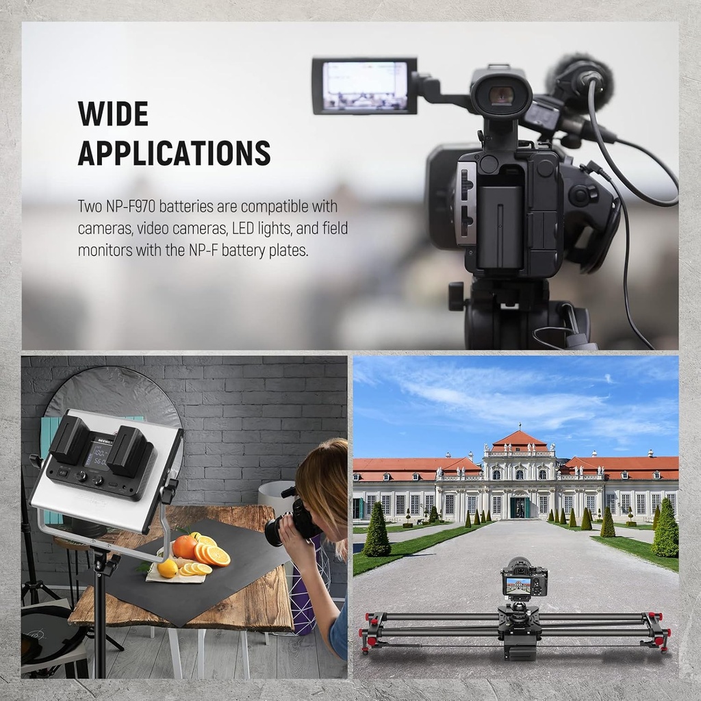 NEEWER 10050 mAh NP-F970 Battery with 20 W PD Quick Charger Set, 2 Pack 10102661