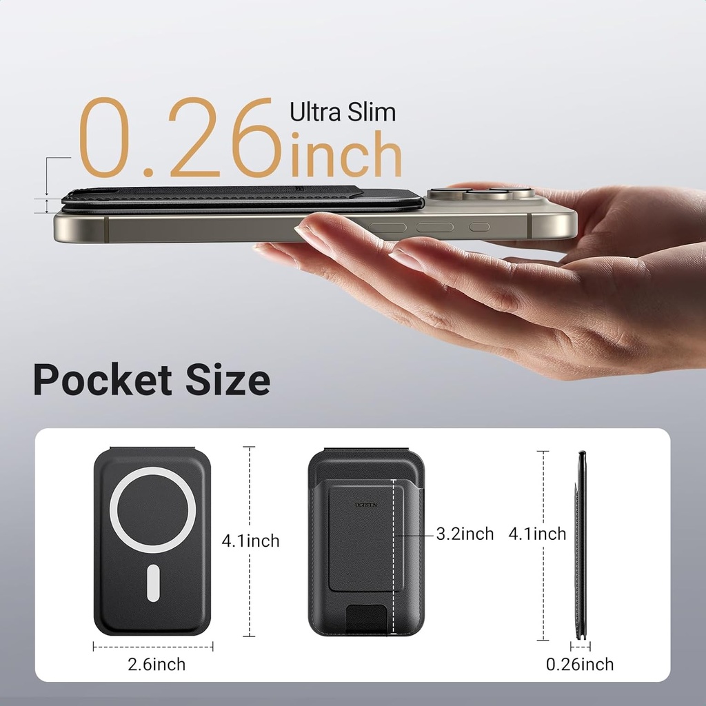 UGREEN 45165 - Card Wallet with MagSafe, Ultra Slim, Leather Holder