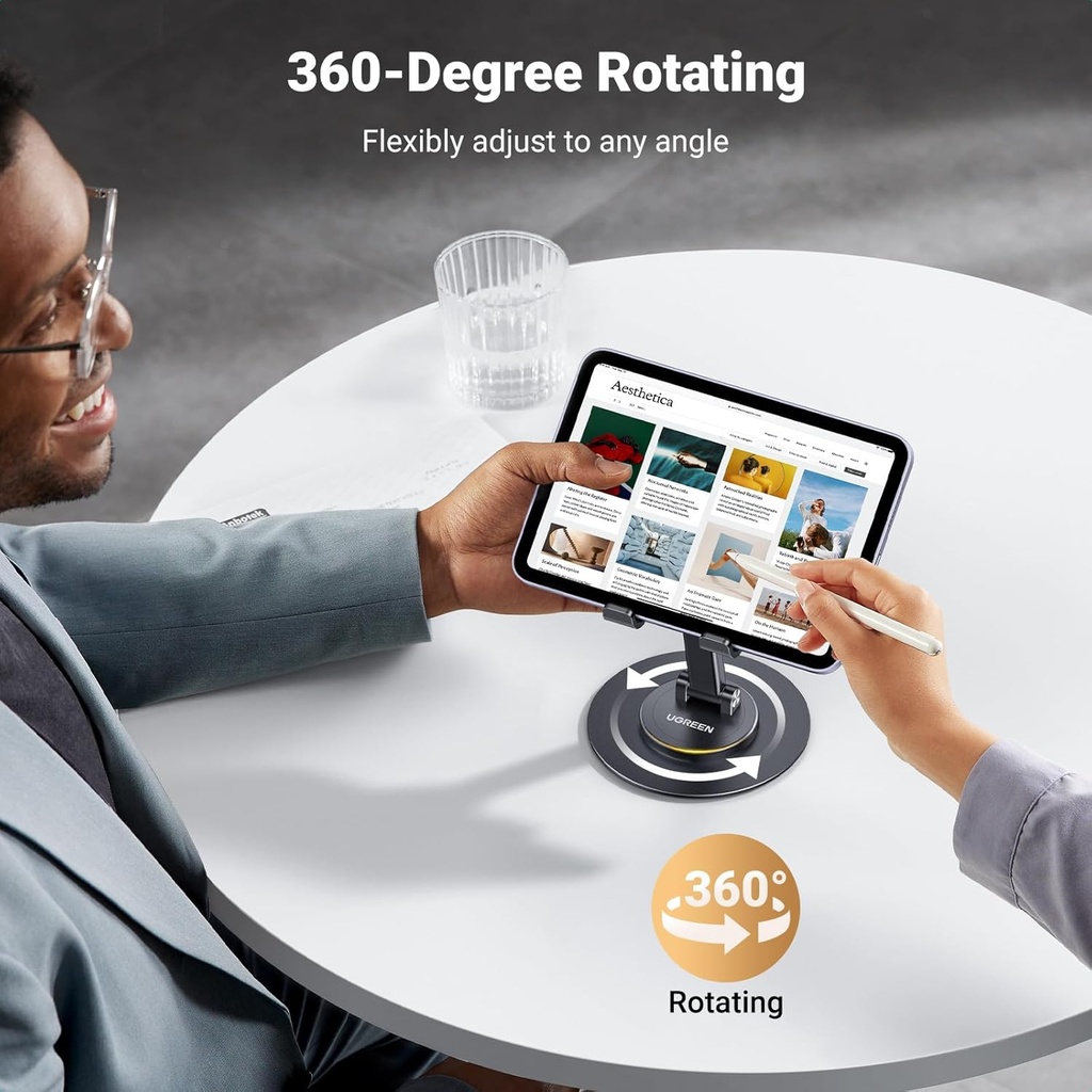 UGREEN 35152 - Phone Stand iPhone Desk Holder Swivel 360° Rotating Base Adjustable Height