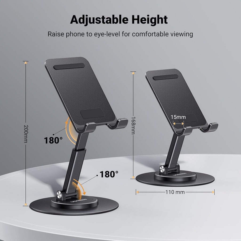 UGREEN 35152 - Phone Stand iPhone Desk Holder Swivel 360° Rotating Base Adjustable Height
