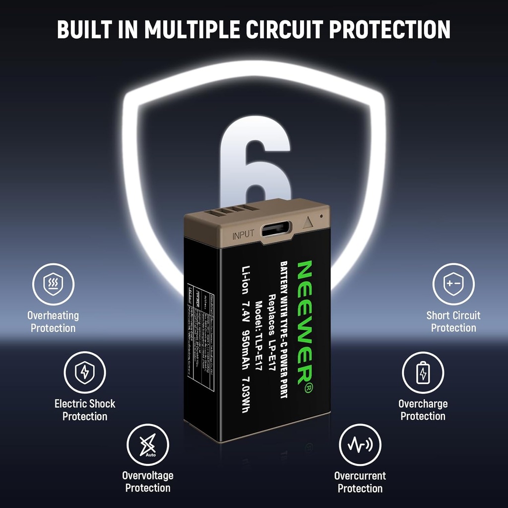 NEEWER 950mAh LP-E17 Replacement Camera Battery 10103384