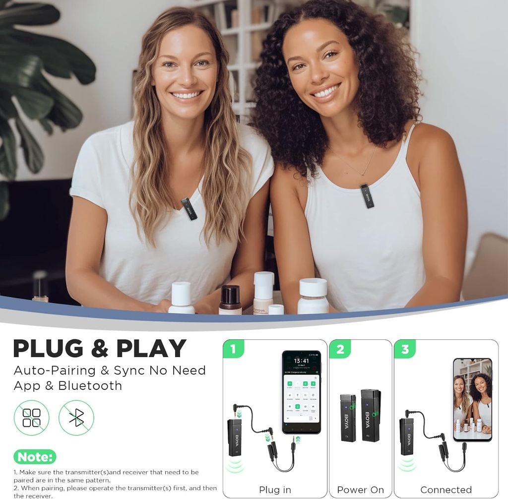 BOYA BY-W4 Ultracompact 4-Person Wireless Microphone System for Cameras and Smartphones (2.4 GHz)