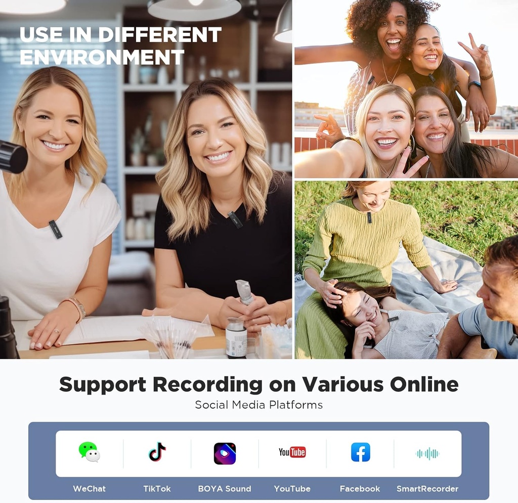 BOYA BY-W4 Ultracompact 4-Person Wireless Microphone System for Cameras and Smartphones (2.4 GHz)