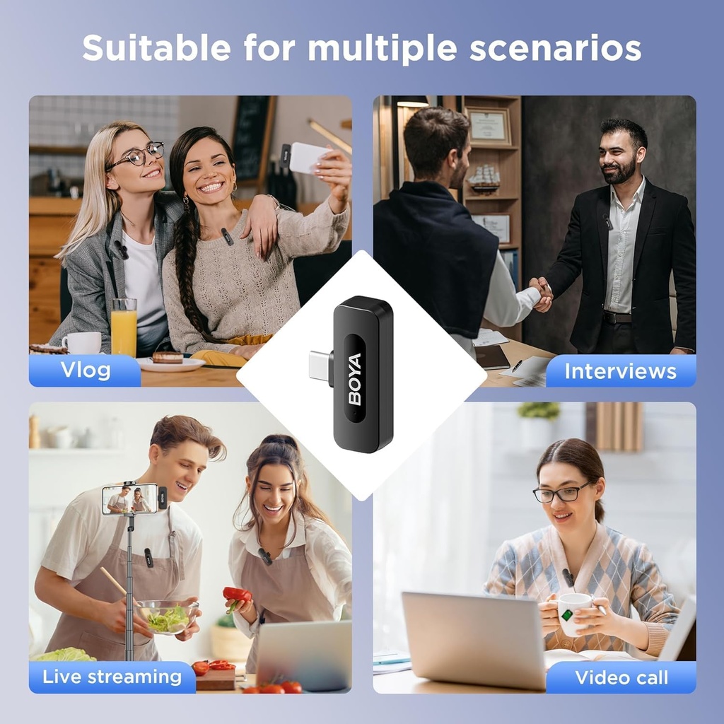 BOYA BY-V20 Ultracompact 2-Person Wireless Microphone System with USB-C Connector for Mobile Devices (2.4 GHz)