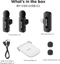 BOYA BY-V20 Ultracompact 2-Person Wireless Microphone System with USB-C Connector for Mobile Devices (2.4 GHz)