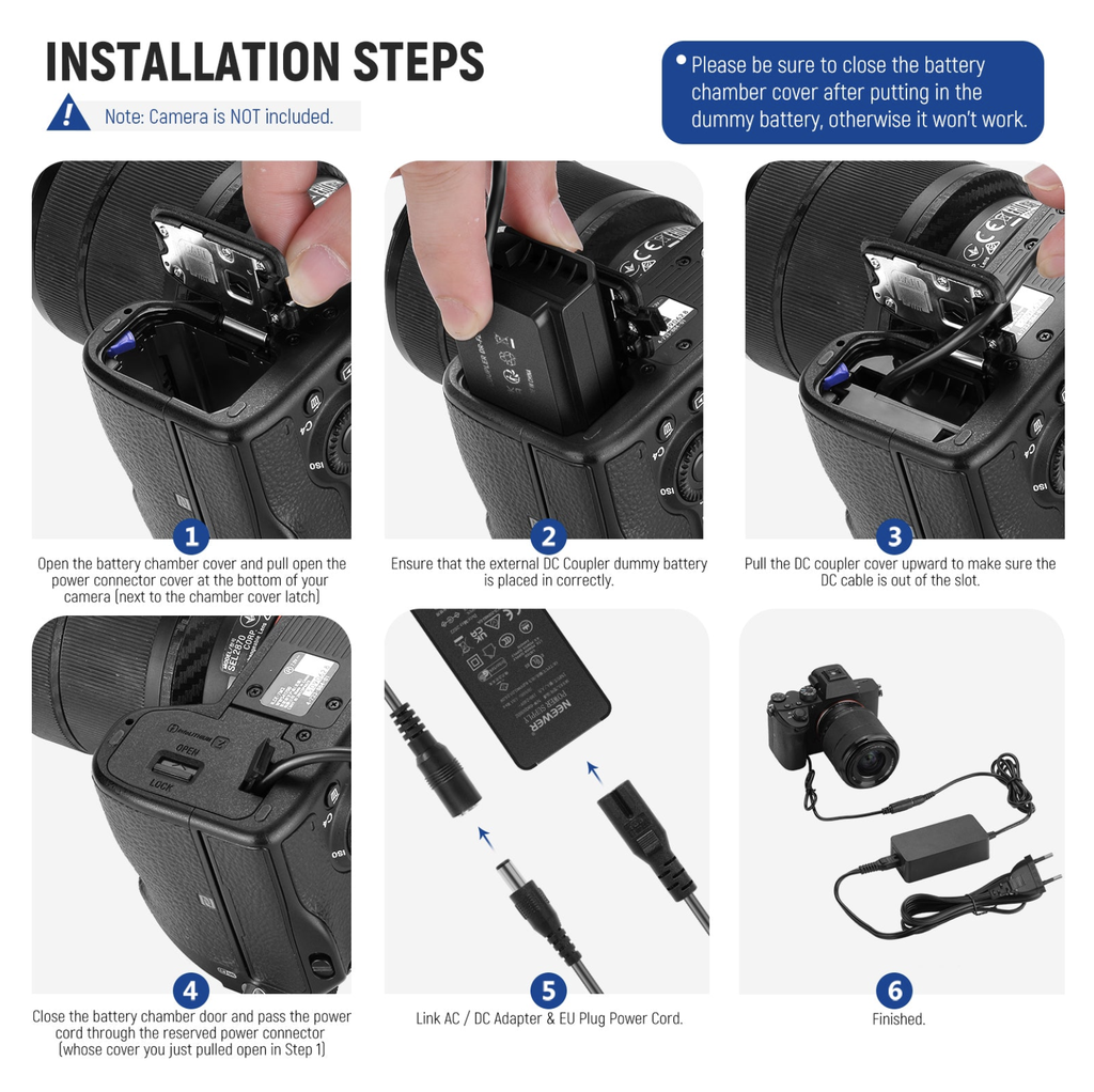NEEWER NP-FZ100 SONY DC COUPLER DUMMY BATTERY CHARGER SET 10103235
