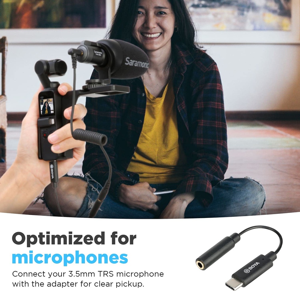 BOYA BY-K6 DJI Osmo Pocket Microphone  Adapter USB C to 3.5mm TRS