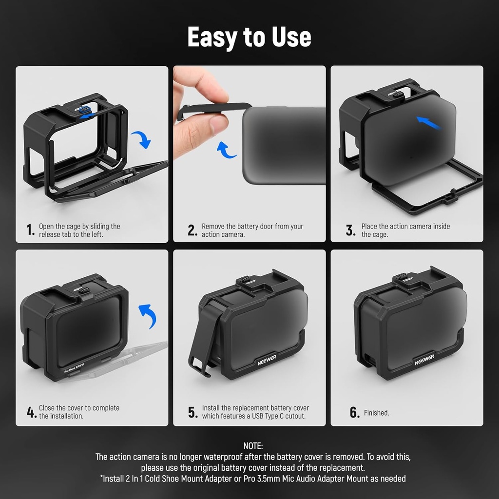 Neewer Video Rig Cage Compatible with GoPro Hero 13 12 11 10 9 Light Mod Max Lens Mod