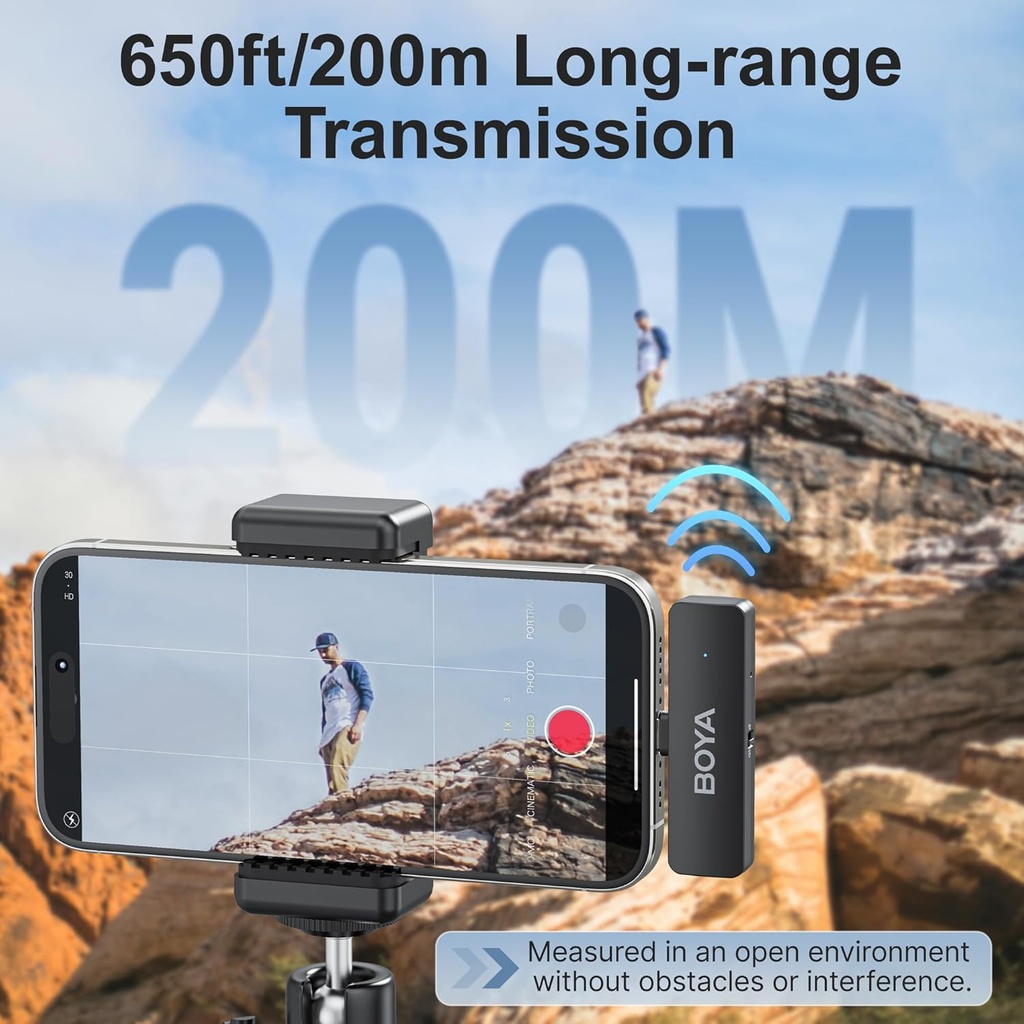 BOYA BY-V4D Wireless Lavalier Microphone for iPhone iPad with Charging case Lightning Receiver