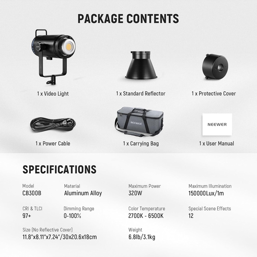 NEEWER CB300B 320W LED Video Light with 2.4G/APP Remote Control 10103256