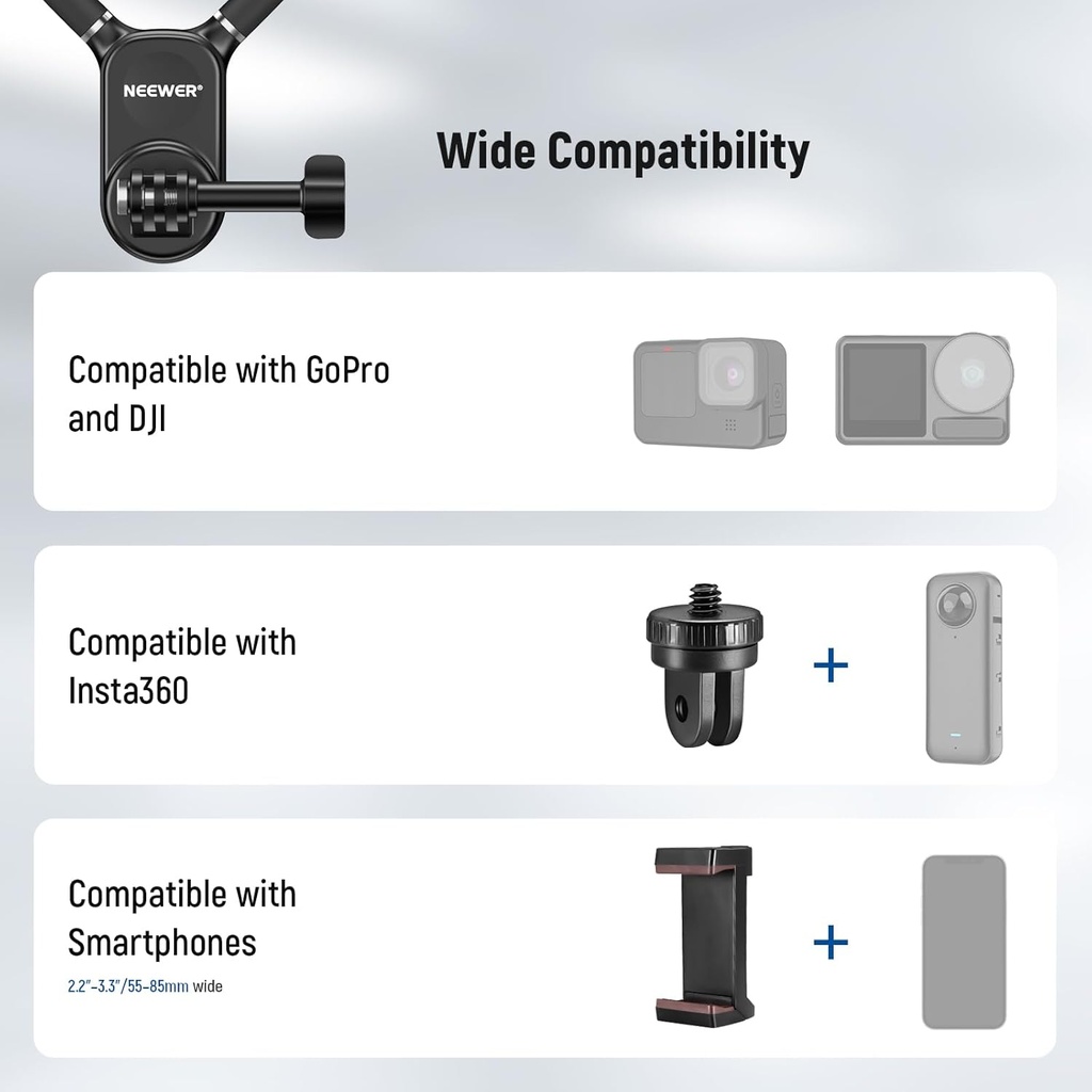 NEEWER Magnetic Neck Mount Compatible For Action Camera And Mobile 10102980