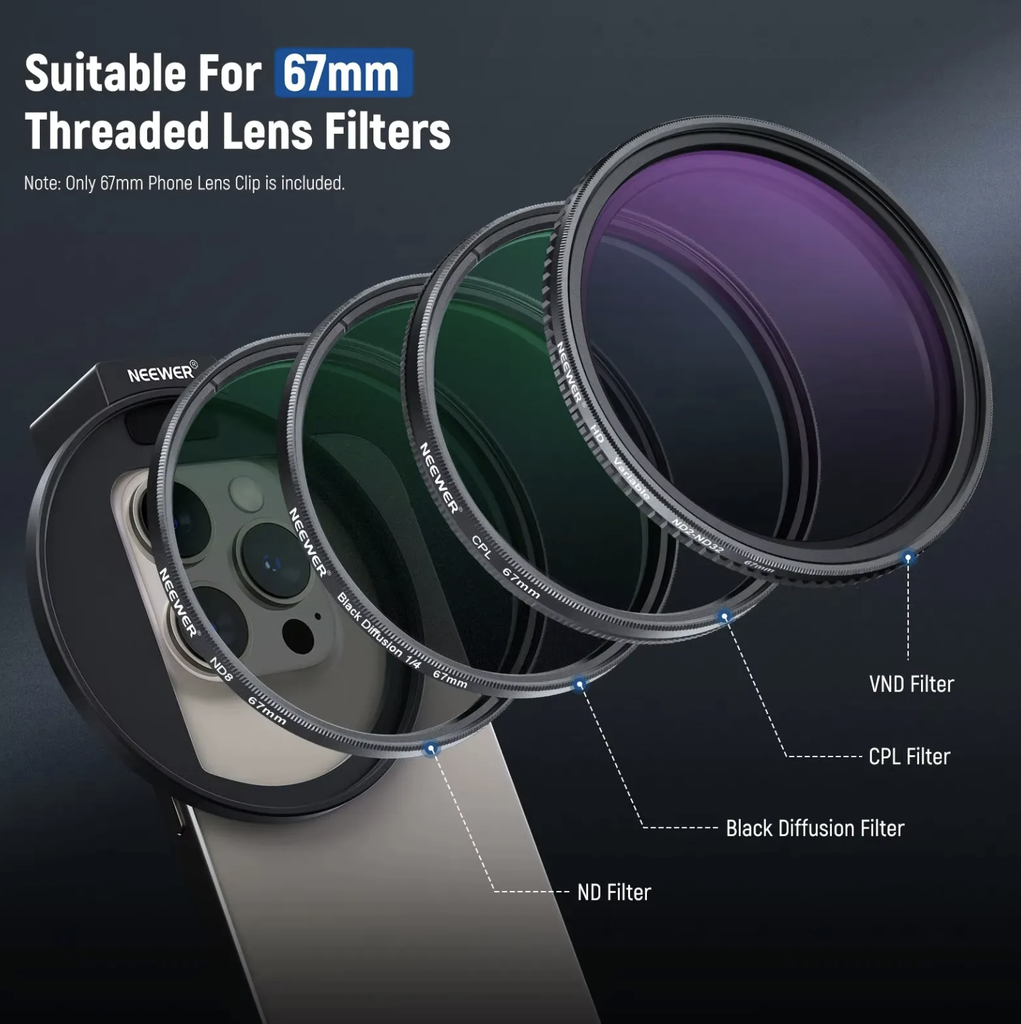 NEEWER LA006 Upgraded 67mm Phone Filter Moun 10103978