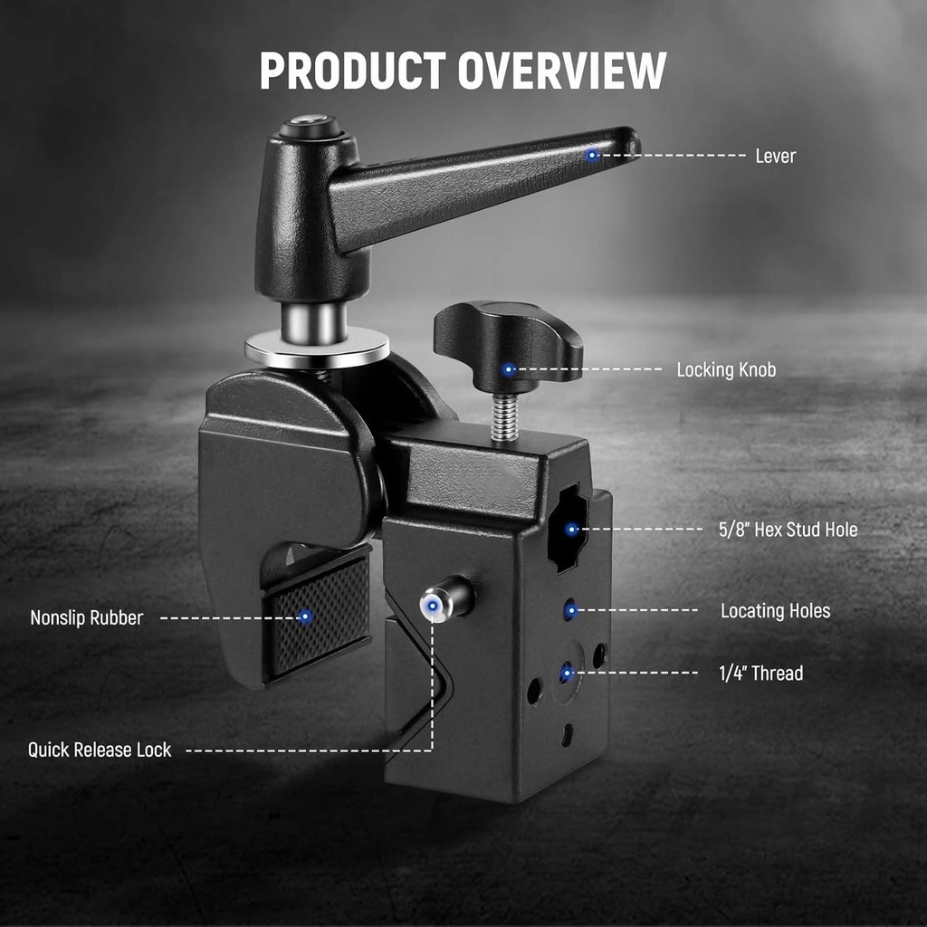 NEEWER Super Clamp with 5/8" Stud, Spring Lock 10102899