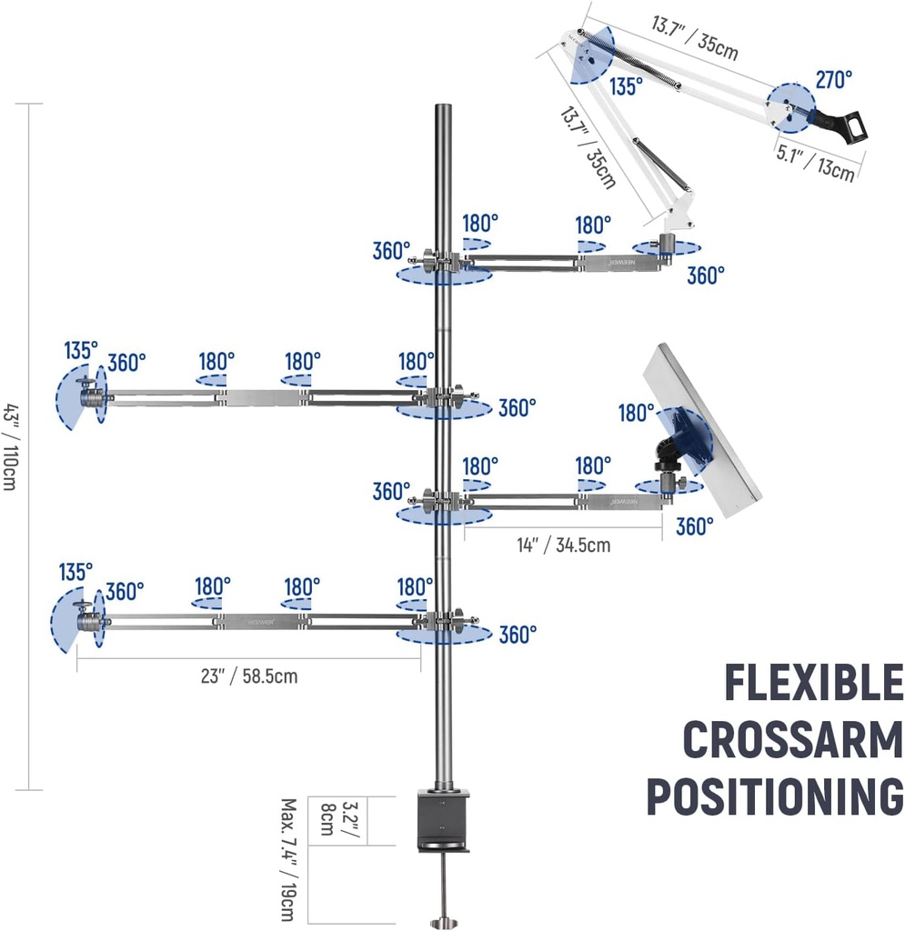 NEEWER DS002 Overhead Camera Rig, Table Mount, Live Broadcast Arm Stand 10102962