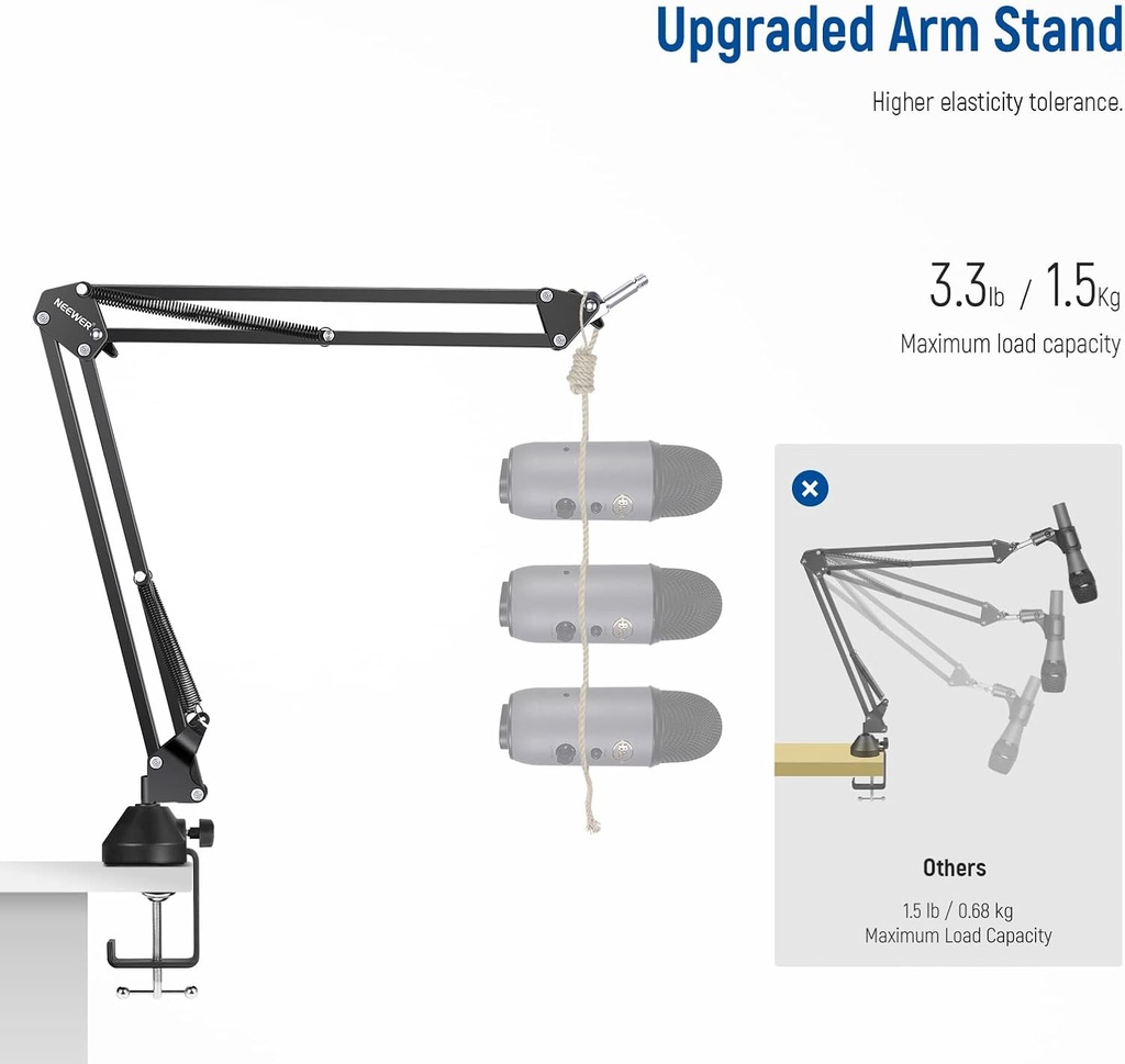 NEEWER Microphone Arm Stand, Suspension Boom Scissor Mic Arm Stand 21000030