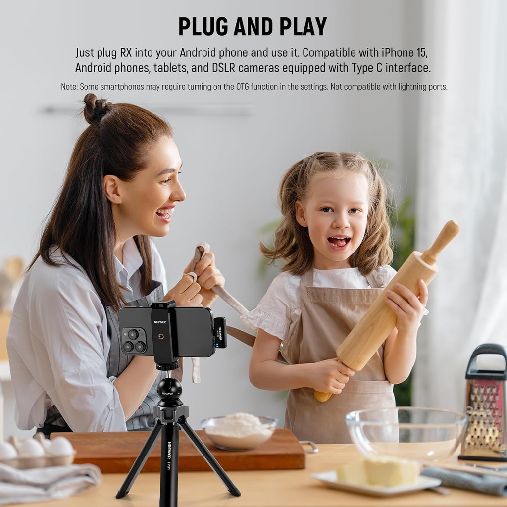 NEEWER Wireless Lavalier Microphone Set for USB C Phone, Dual Omnidirectional Condenser Lapel Mics, Noise Canceling 21000077