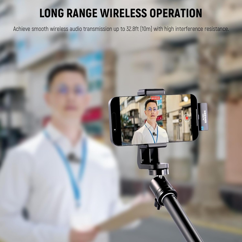 NEEWER Wireless Lavalier Microphone Set for USB C Phone, Dual Omnidirectional Condenser Lapel Mics, Noise Canceling 21000077