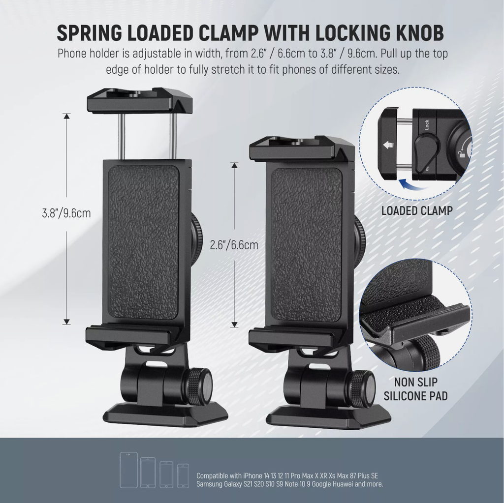 NEEWER Metal Phone Tripod Mount Adapter&Arca QR Base for Mobile 10103410