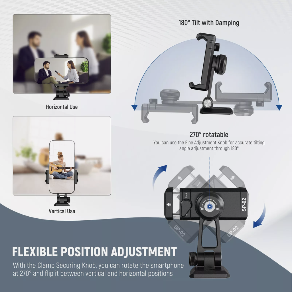 NEEWER Metal Phone Tripod Mount Adapter&Arca QR Base for Mobile 10103410