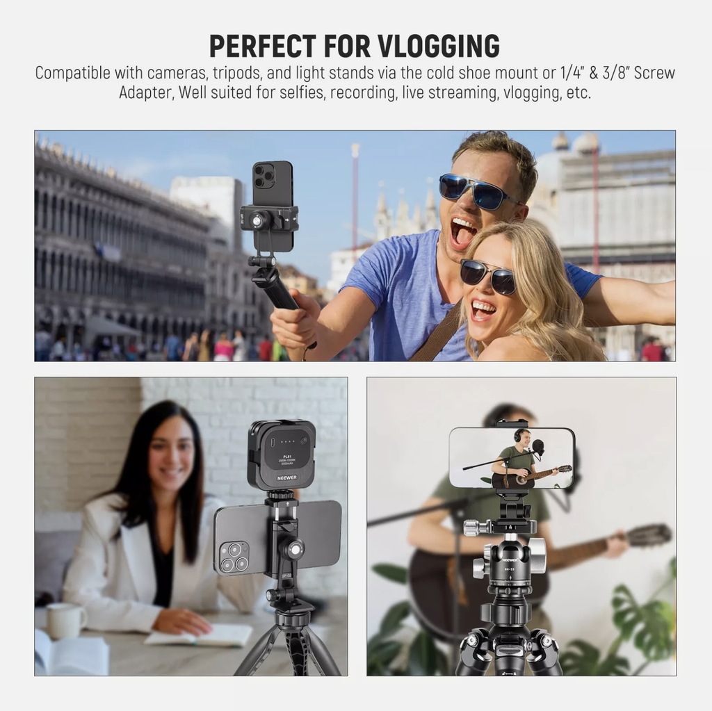 NEEWER Metal Phone Tripod Mount Adapter&Arca QR Base for Mobile 10103410