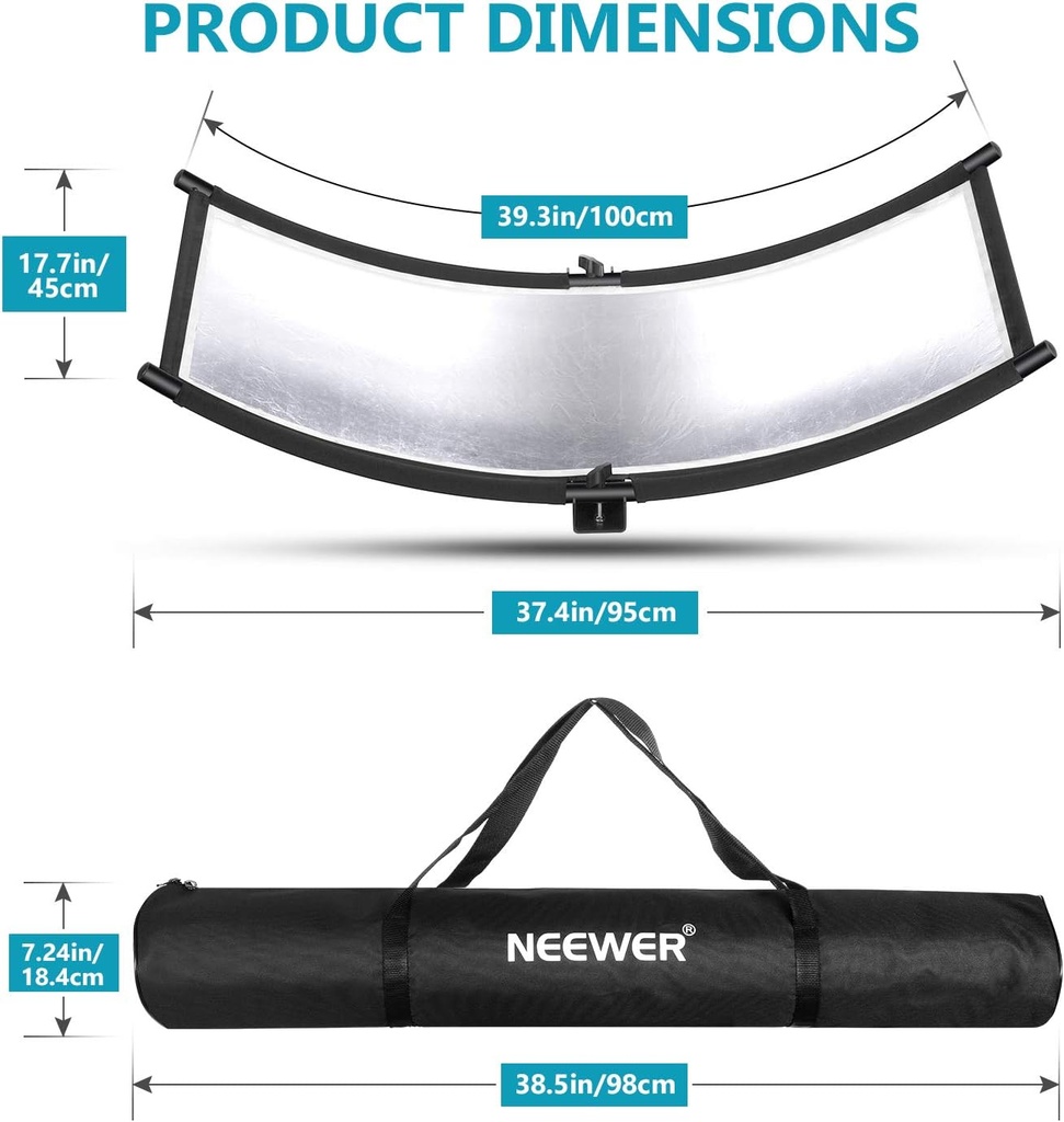 Neewer Clamshell Light Reflector Diffuser with Carrying Bag,100x45cm 10096860