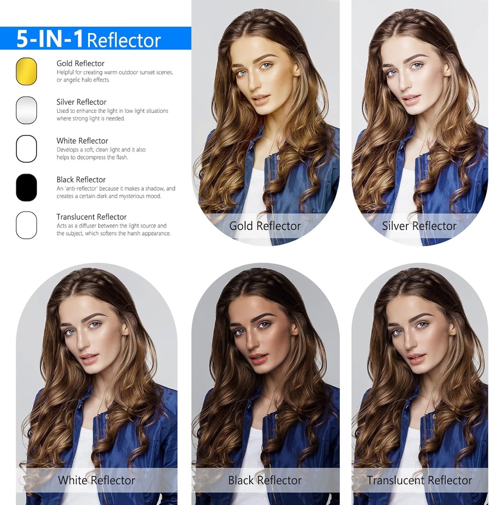 NEEWER 100x150cm Light Reflectors for Photography, Portable 5 in 1  10071556